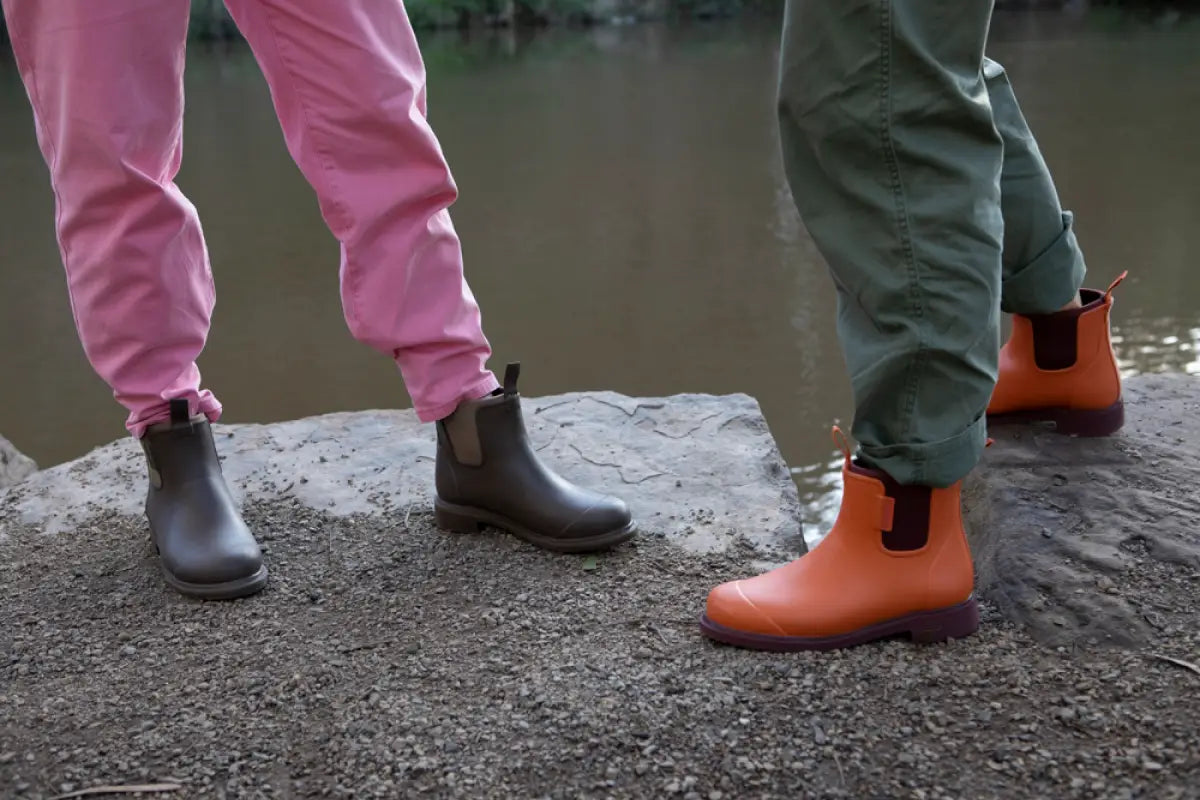 How to Style: Earthy Brown, Orange & Pomegranate Rain Boots - Merry People US