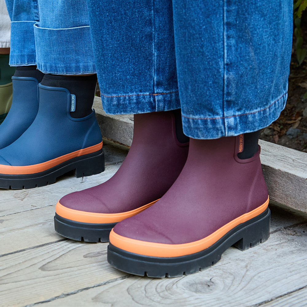 Tully Boot // Plum & Neon Orange