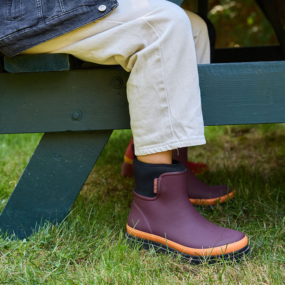 Tully Boot // Plum & Neon Orange