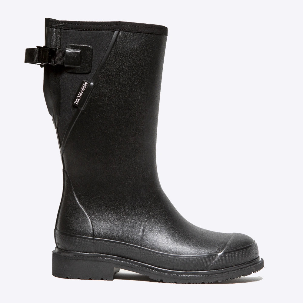 Black mid calf rain boots sales