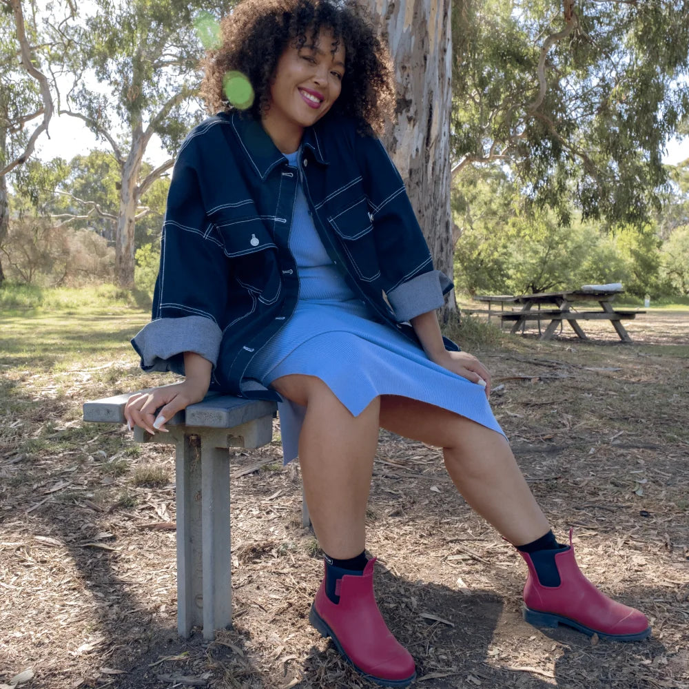 Bobbi Rain Boot // Magenta & Navy