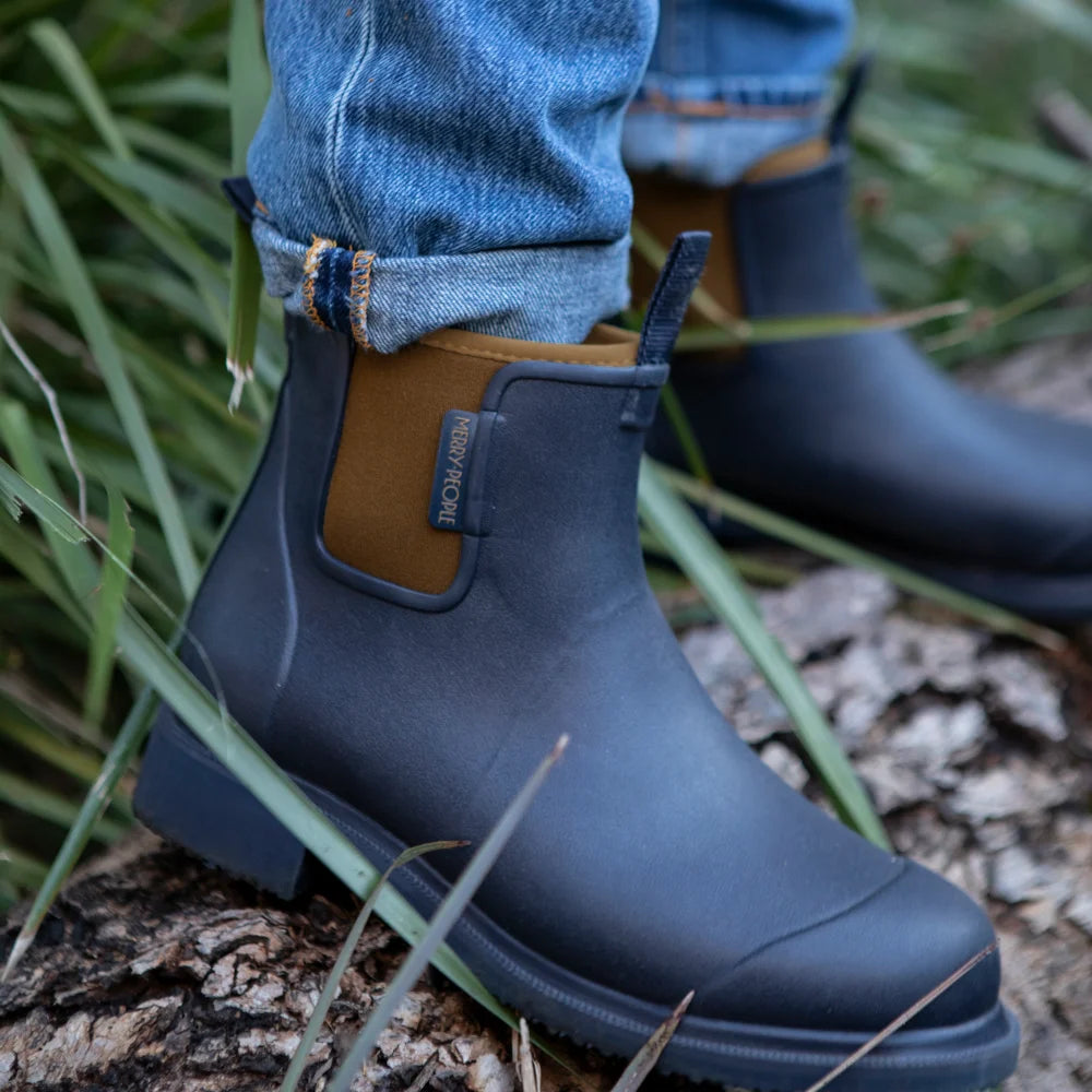 Bobbi Rain Boot // Oxford Blue & Tan