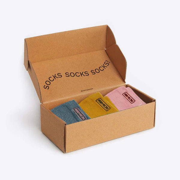 Merry People Quarter Socks - Gift Pack - Mustard/Slate/Dusty Pink