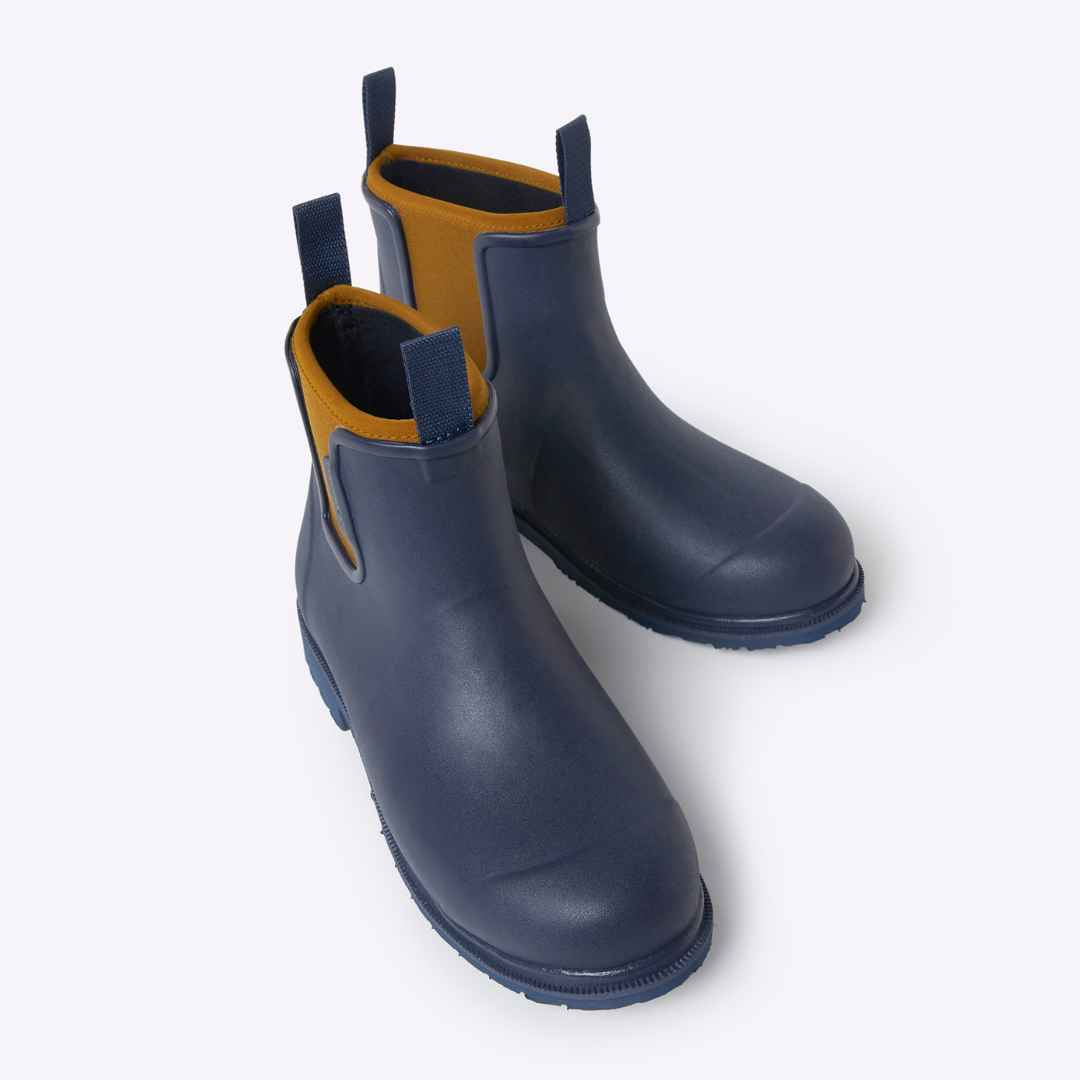 Bobbi Rain Boot // Oxford Blue & Tan