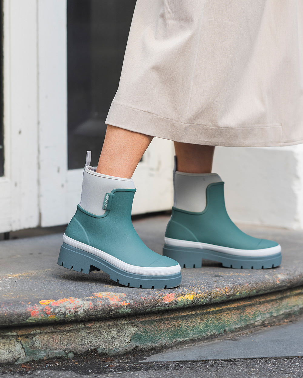 Teal top sock boots